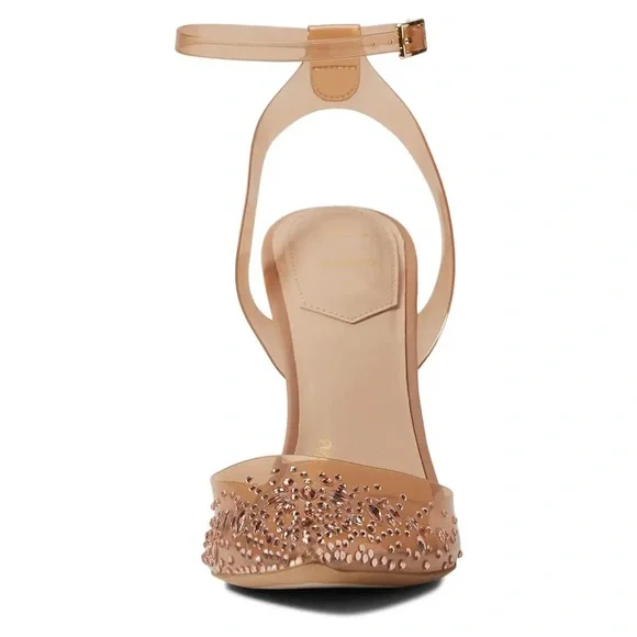 NIB ALDO x Disney Glass Slipper Heel Pump Bone Nude SZ 8.5 - Picture 3 of 8